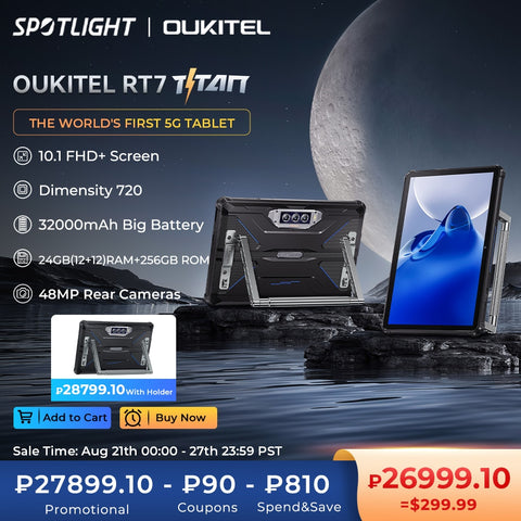 Oukitel Rt7 Titan 5g Rugged Tablet With Holder 32000mah 12gb Ram 256gb